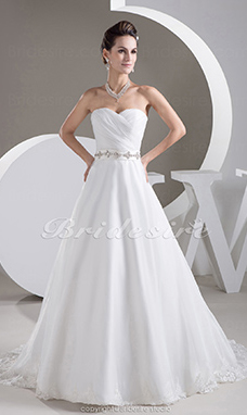 Corte A Escote Corazón Cola Corte Sin Mangas Organza Vestido de Novia