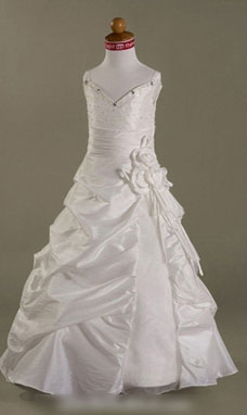 Corte Evasé Tirantes Espaguetis Hasta el Suelo Tafetán Organza Vestidos para niña de arras